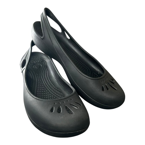 Crocs Black Kadee Slingback Croslite Slip On Ballet Flats Womens Size 7 Slip On - Picture 1 of 6